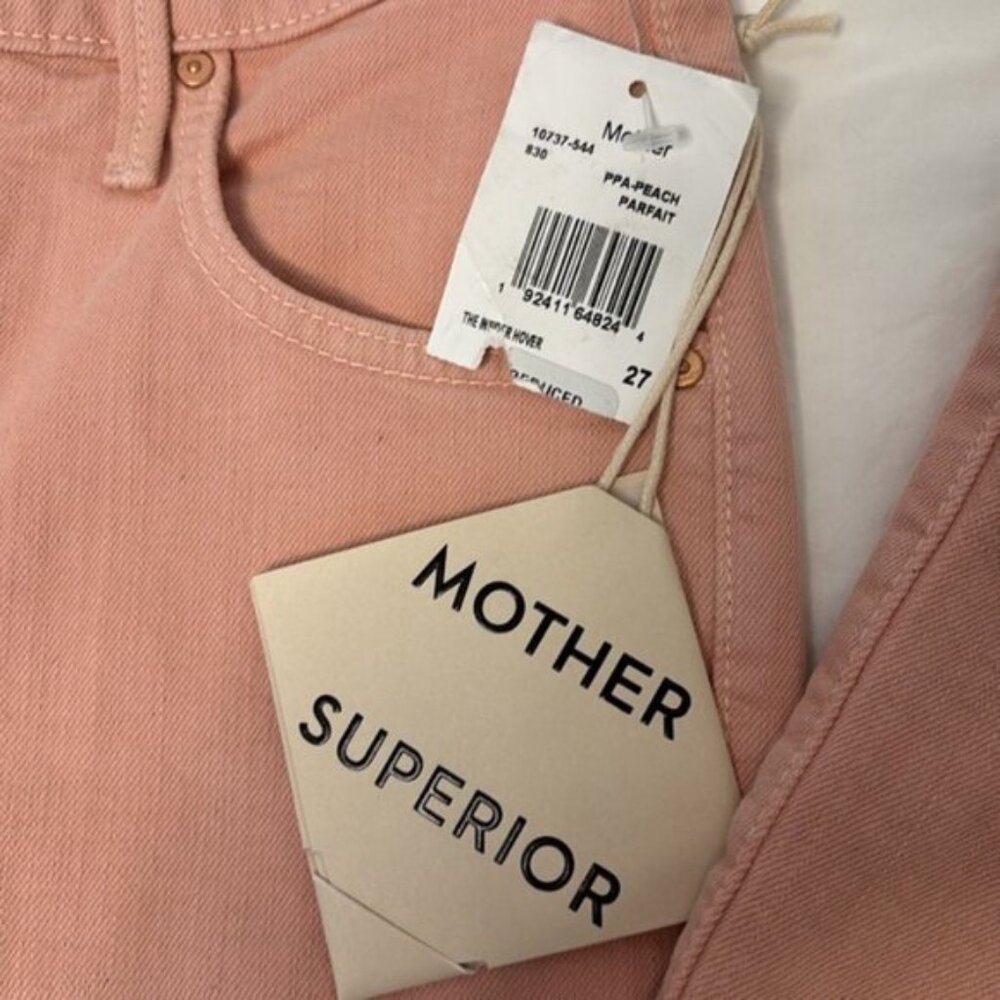 MOTHER The Insider Hover High Rise Straight Jeans in Peach Parfait Size 27 - Picture 5 of 13
